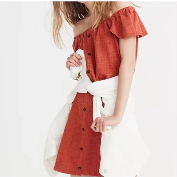 Madewell Texture & Thread Off Shoulder Dress (Med) - Picture 2 of 5
